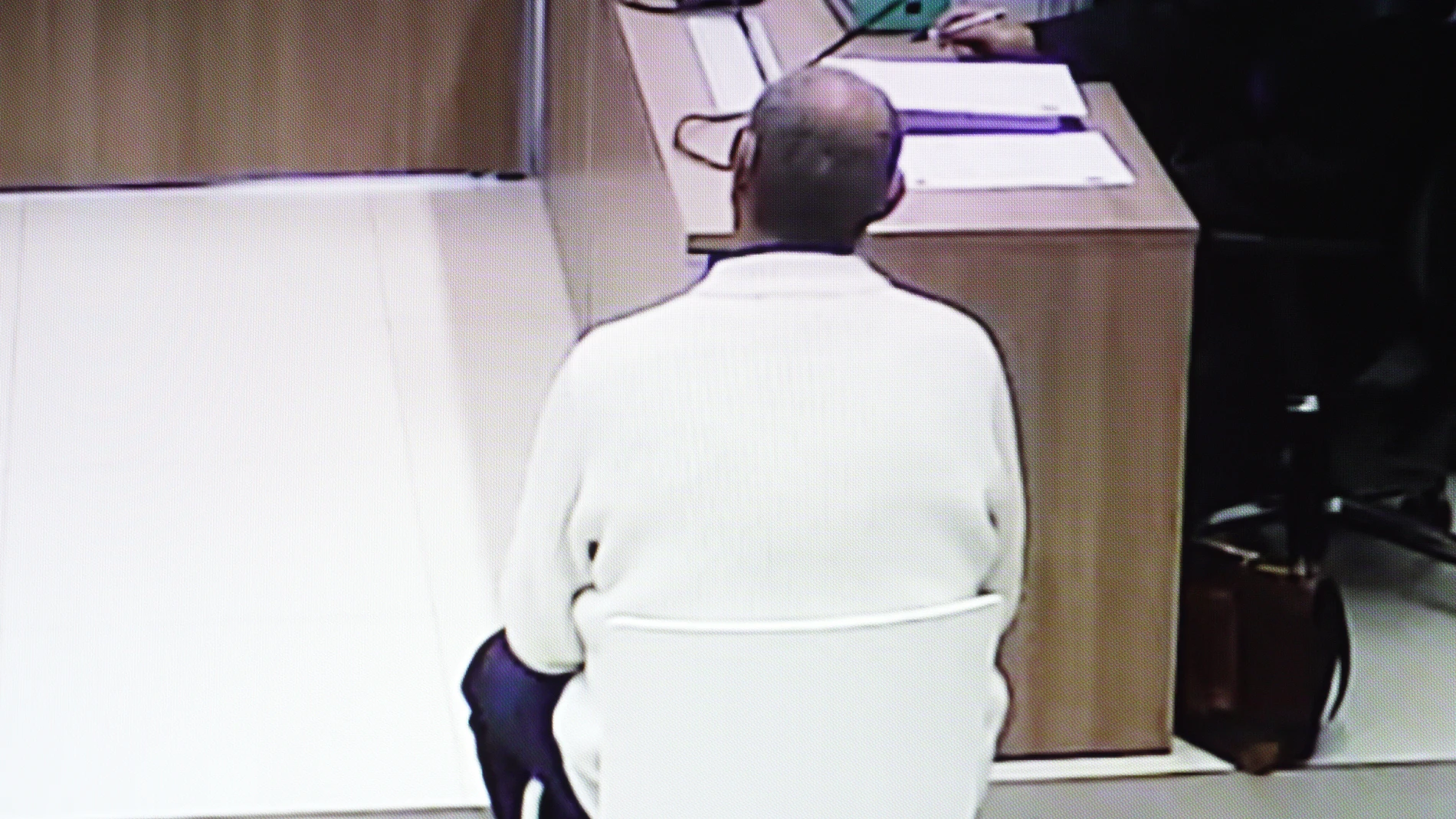 Imagen del acusado durante la jornada del juicio de hoy