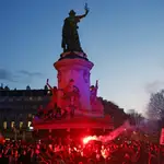 Protestas contra la reforma de las pensiones en la Plaza de la República de París