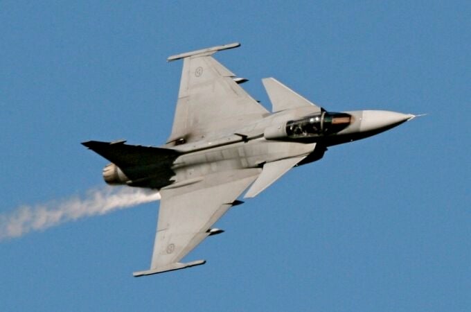 Un caza JAS 39 Gripen de la Fuerza Aérea de Suecia