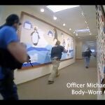 A handout photo from a handout bodycam video made available by Metro Nashville Police Department shows officers searching for the alleged shooter they identify as Audrey Elizabeth Hale during the shooting 27 March 2023 at the Covenant School, Covenant Presbytarian Church in Nashville, Tennessee, USA, 28 March 2023. Metro Nashville Police report three adults and three children were killed by a shooter who was engaged and killed by police. 