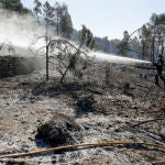 Trabajos de extinción en el incendio de Castellón