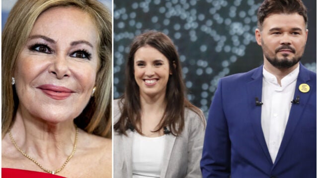Ana Obregón, Irene Montero y Gabriel Rufián