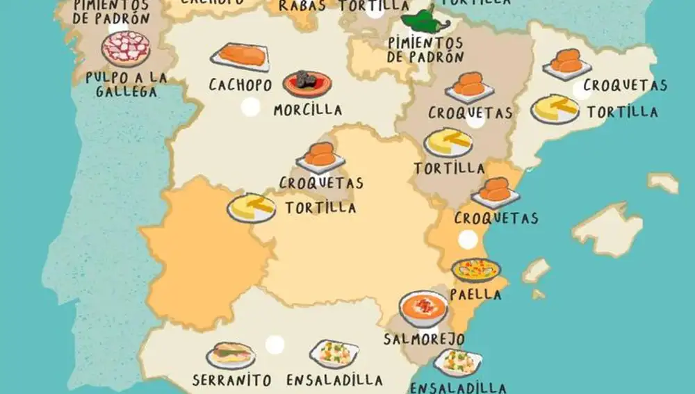 Mapa de lo que más se pide en España a domicilio
