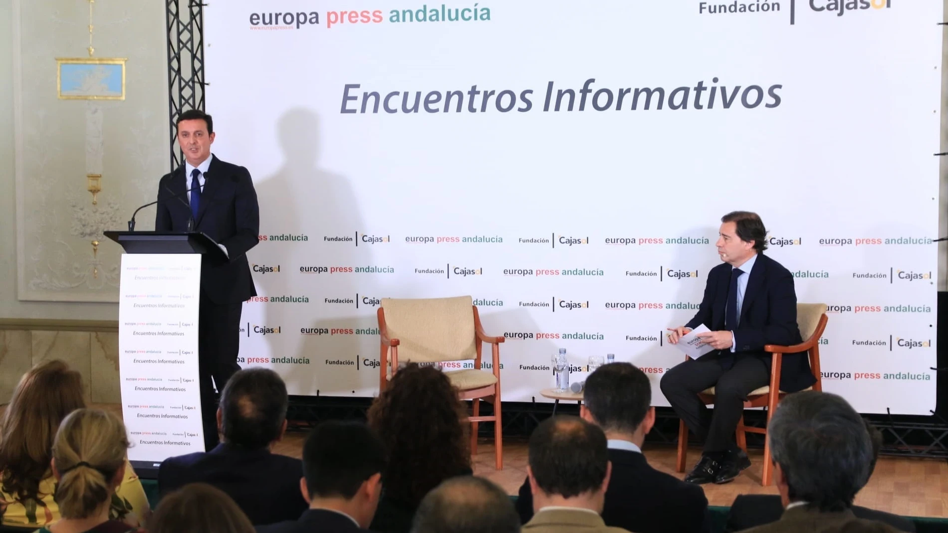 Javier Aureliano García, durante el encuentro de Europa Press