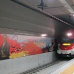 Tren En La Estación De Cercanías De Goya En Zaragoza