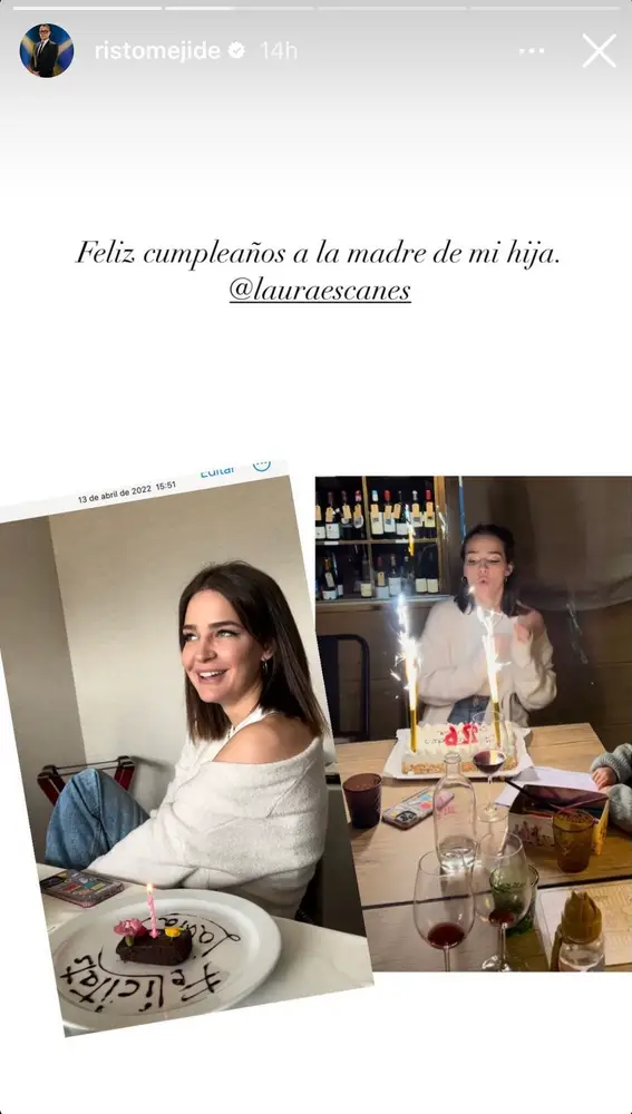 Felicitación de Risto Mejide a Laura Escanes por su 27 cumpleaños
