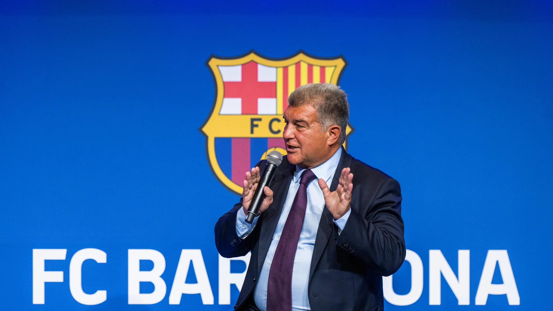 Joan Laporta, President of FC Barcelona, attenda his press conference about Negreira Case at Spotify Camp Nou stadium on april 17, 2023, in Barcelona, Spain. Marc Graupera Aloma / Afp7 17/04/2023 ONLY FOR USE IN SPAIN