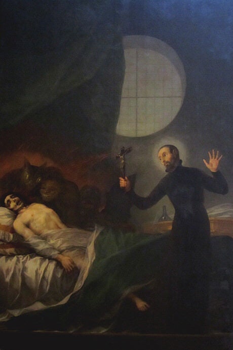Óleo de Goya en la catedral de Valencia que representa a San Francisco de Borja asistiendo a un moribundo