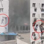 Hay vídeos del incendio en los que se ve humo negro que sale del edificio, con algunas personas escapando por las ventanas