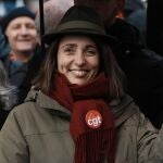 La nueva líder del sindicato CGT, Sophie Binet, en una protesta el pasado jueves