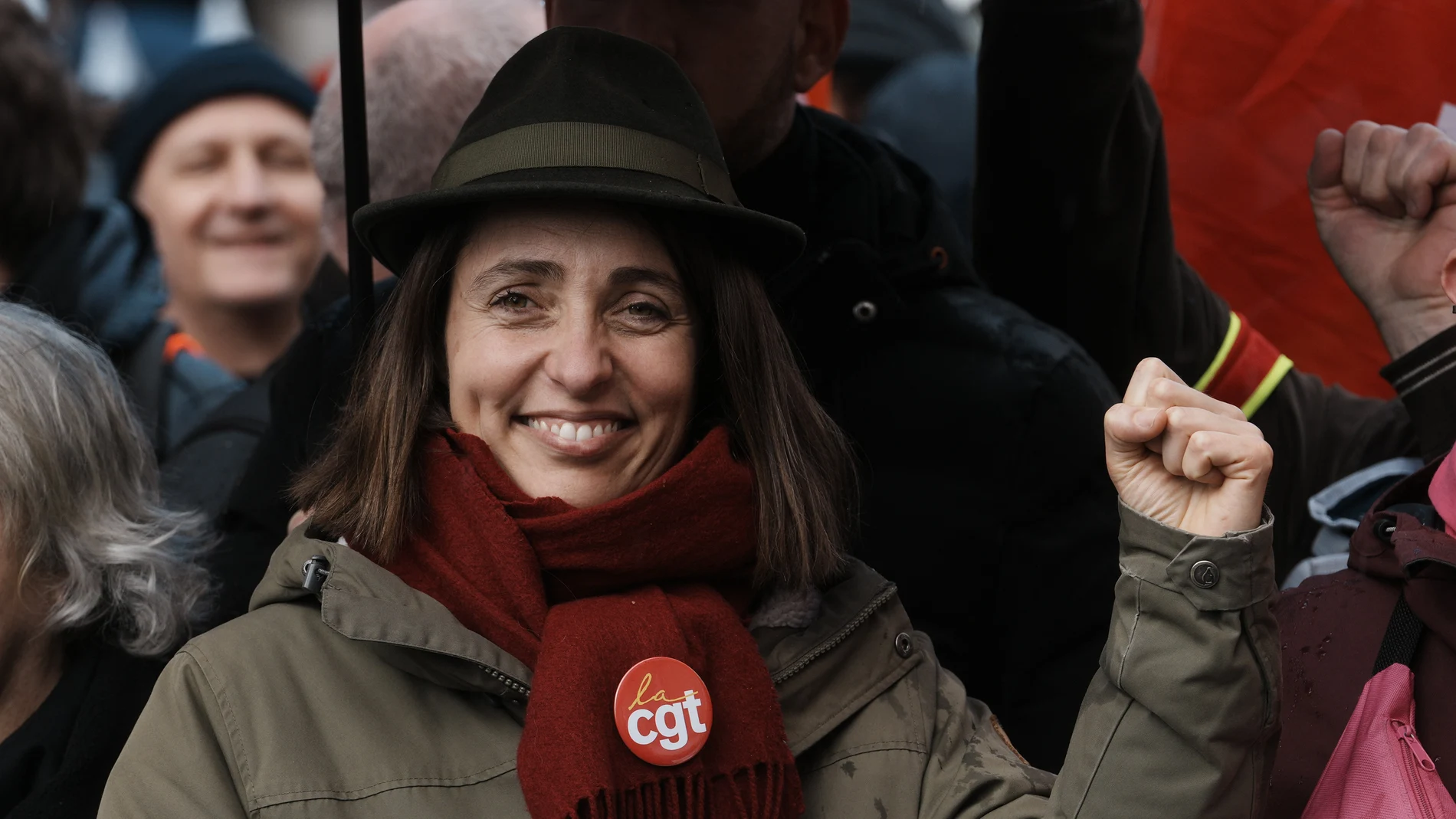 La nueva líder del sindicato CGT, Sophie Binet, en una protesta el pasado jueves