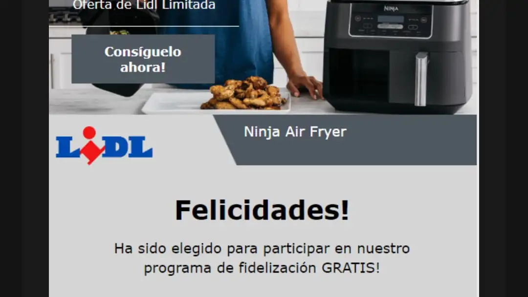 Correo estafa Ninja Air Fryer de Lidl 