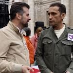 El socialista Luis Tudanca conversa con Vicente Andrés, líder de CCOO