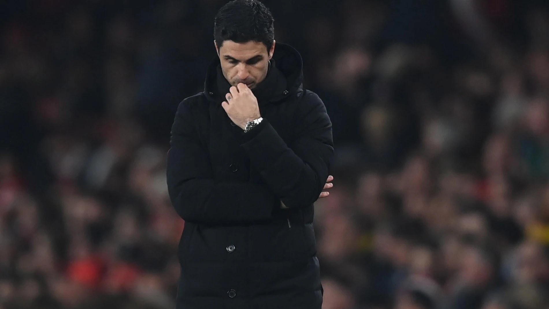 London (United Kingdom), 21/04/2023.- Arsenal manager Mikel Arteta reacts during the English Premier League soccer match between Arsenal and Southampton at the Emirates Stadium in London, Britain, 21 April 2023. (Reino Unido, Londres) EFE/EPA/NEIL HALL
