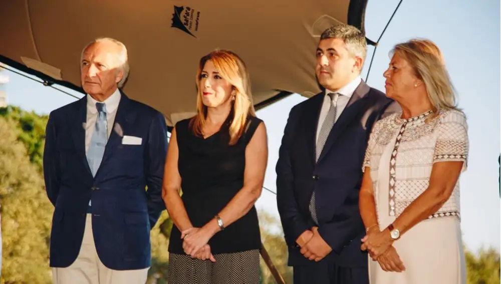 Ricardo Arranz, la ex presidenta de la Junta de Andalucía Susana Diaz, el Secretario General de la OMT Zurab Pololikashvili y la Alcaldesa de Marbella Ángeles Muñoz en la ceremonia de la Primera Piedra