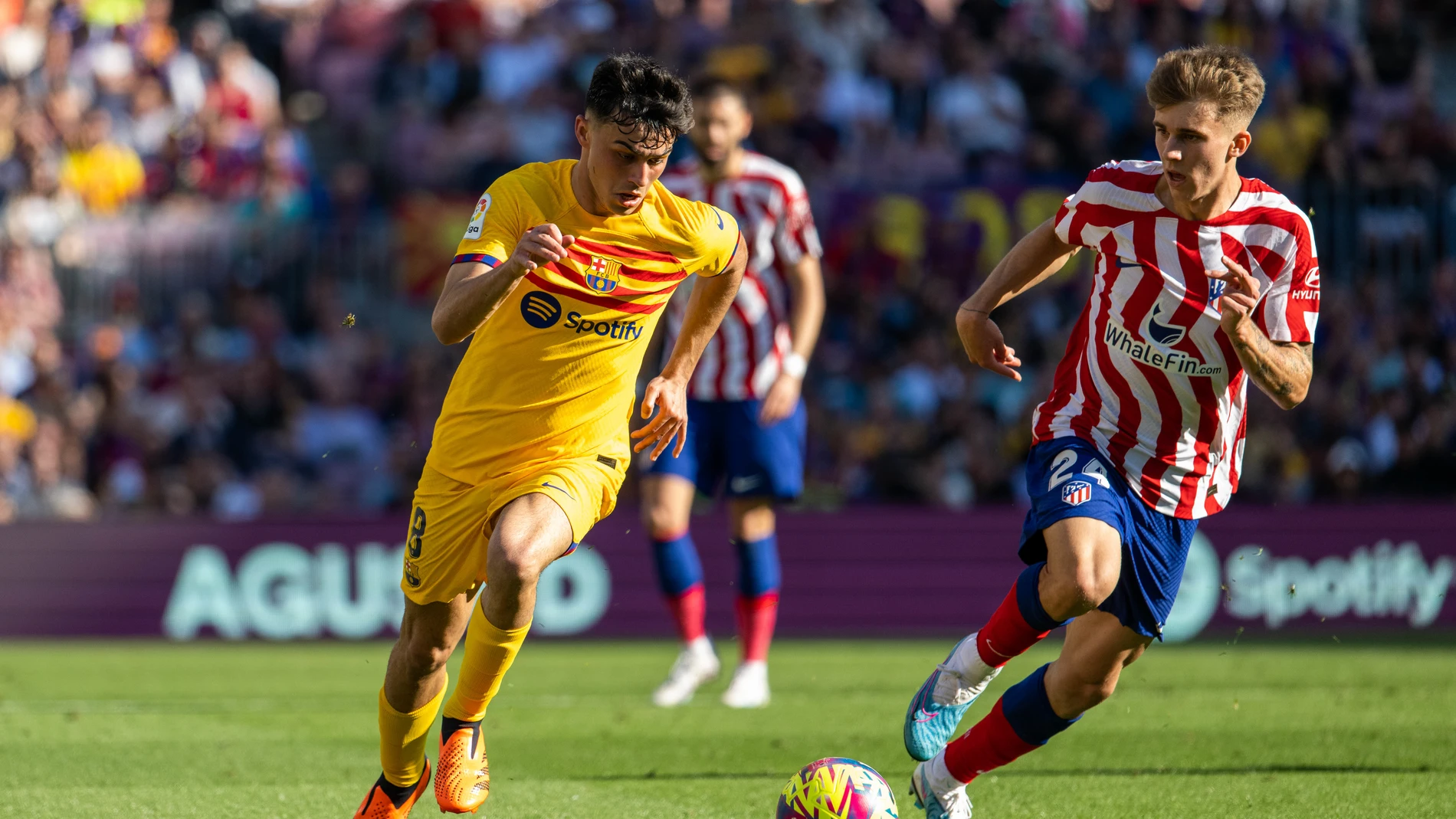 Pedri Gonzalez of FC Barcelona in action during the spanish league, La Liga Santander, football match played between FC Barcelona and Atletico de Madrid at Spotify Camp Nou stadium on April 23, 2023, in Barcelona, Spain. Marc Graupera Aloma / Afp7 23/04/2023 ONLY FOR USE IN SPAIN