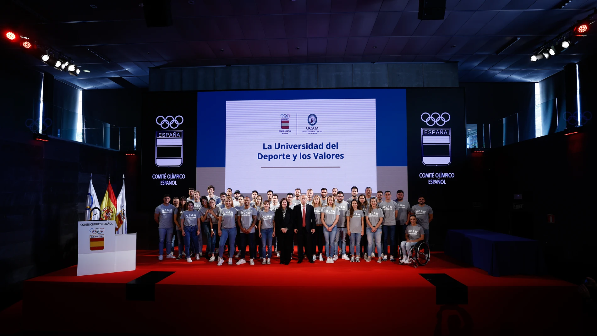 Family photo during the presentation of the COE-UCAM athletes for the Paris 24 Olympic Games celebrated at the headquarters of the Spanish Olympic Committee COE on March 24, 2023 in Madrid, Spain. Oscar J. Barroso / Afp7 24/04/2023 ONLY FOR USE IN SPAIN