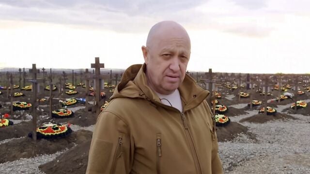 Yevgueni Prigozhin, en un cementerio de mercenarios de Wagner al sur de Rusia