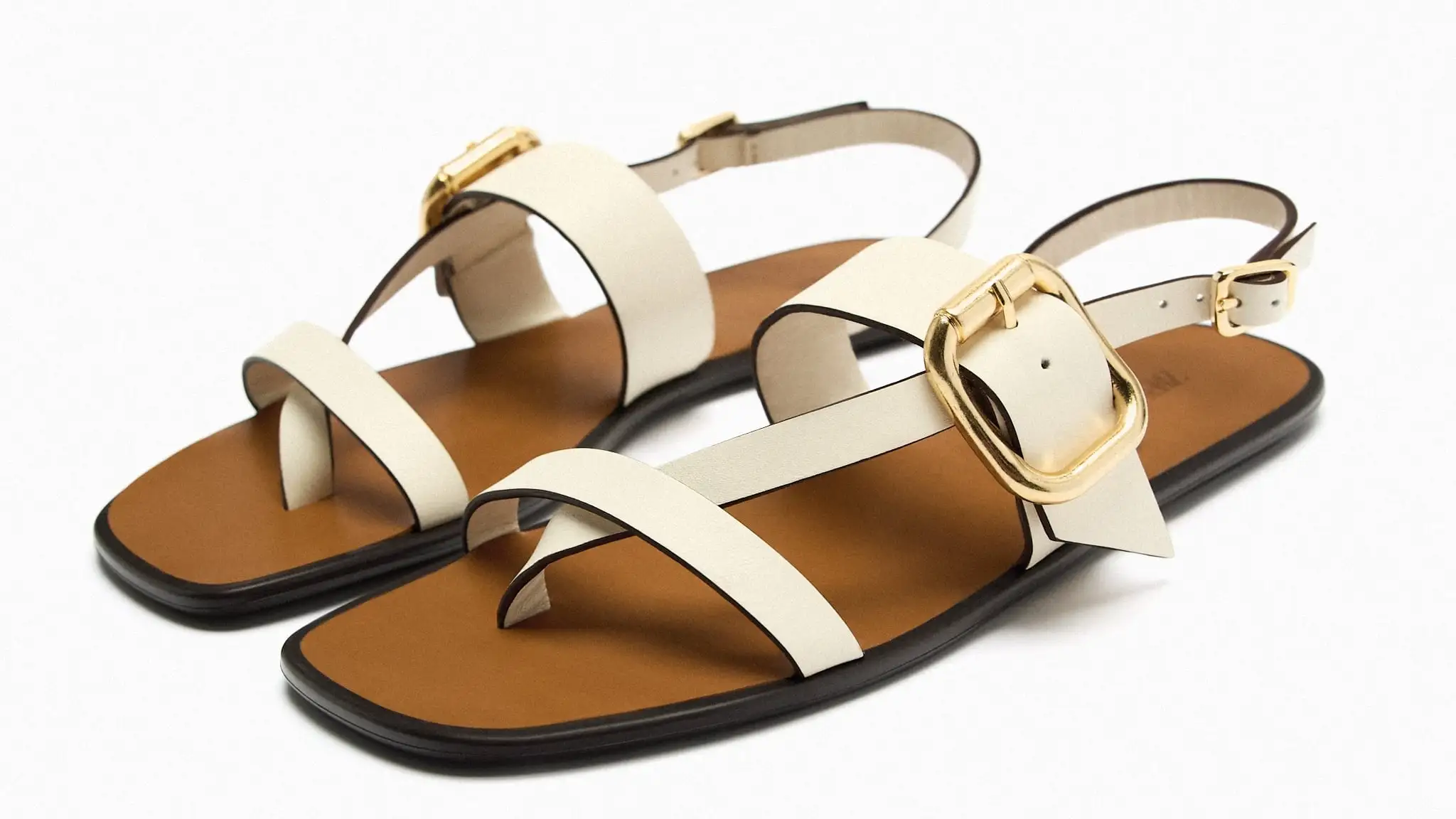 Sandalias planas piel