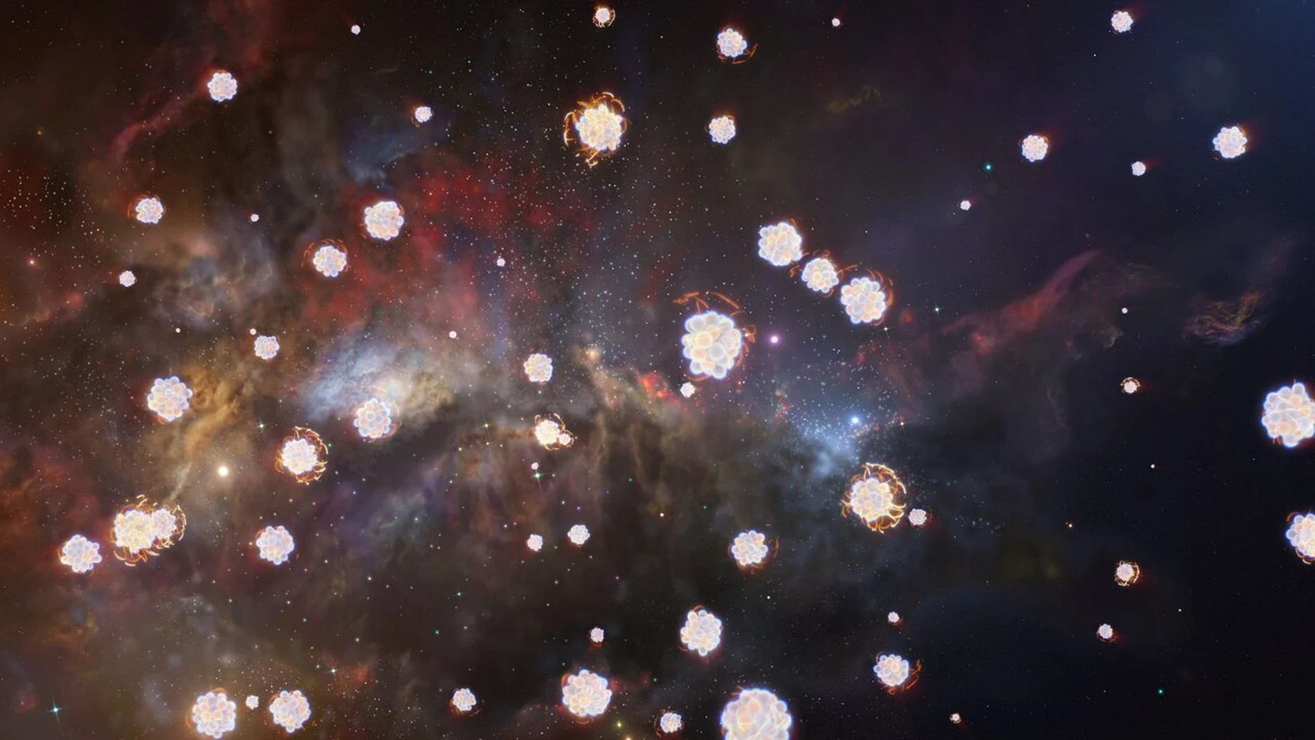Recreación artística de las primeras estrellas del Universo