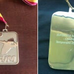 Las campeonas de la Liga Iberdrola de Voleibol recibieron la medalla de la liga... masculina