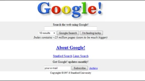 Primera pantalla Google 1998