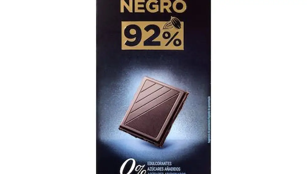Chocolate negro Hacendado 92% Cacao con fibra de Achicoria