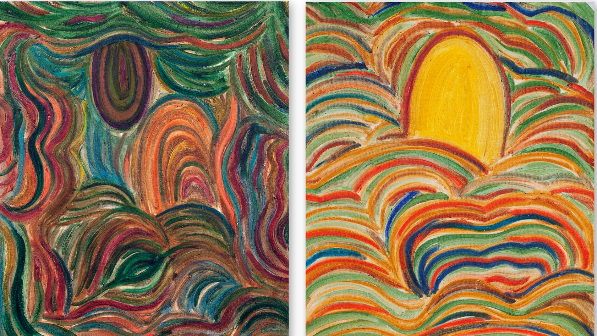 La obra "Yellow Sun and Grotta. Sun and monn", de Tiago Mestre, es una de las que puede contemplarse en la exposición Art Spring Barcelona
