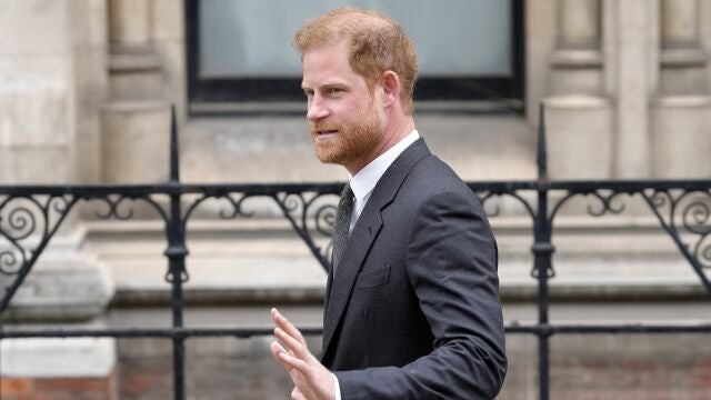Britain's Prince Harry leaves the Royal Courts of Justice in London