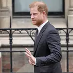 Britain&#39;s Prince Harry leaves the Royal Courts of Justice in London