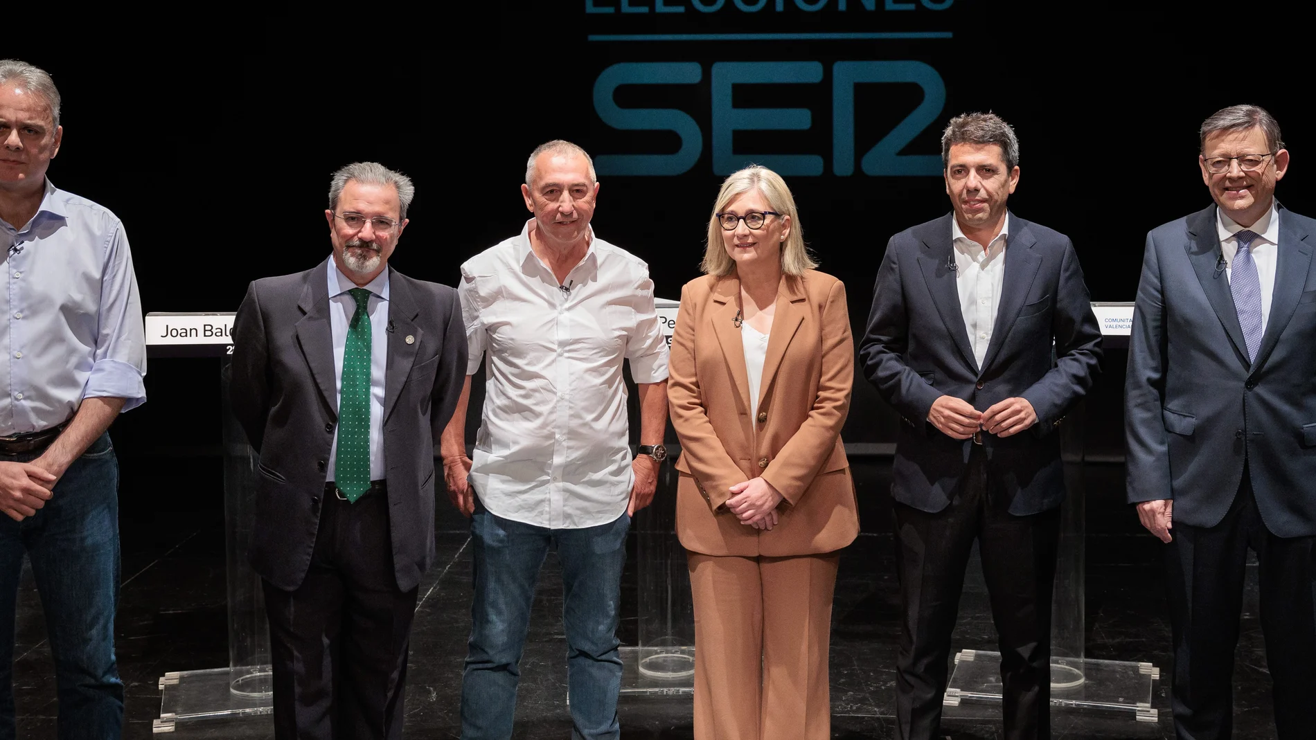 Héctor Illueca (UP), Carlos Flores (VOX), Joan Baldoví (Compromís), Mamen Peris (Ciudadanos), Carlos Mazón (PP) y Ximo Puig (PSPV)