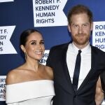 Meghan, Duchess of Sussex, left, and Prince Harry attend the Robert F. Kennedy Human Rights Ripple of Hope Awards Gala at the New York Hilton Midtown