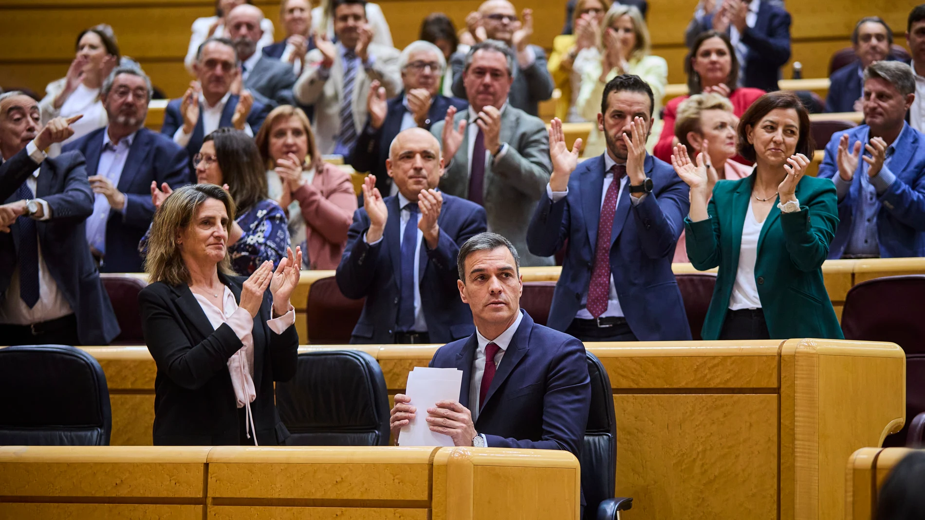 El Presidente del Gobierno. Pedro Sanchez durante la sesión de control en el Senado. © Alberto R. Roldán / Diario La Razón. 16 05 2023