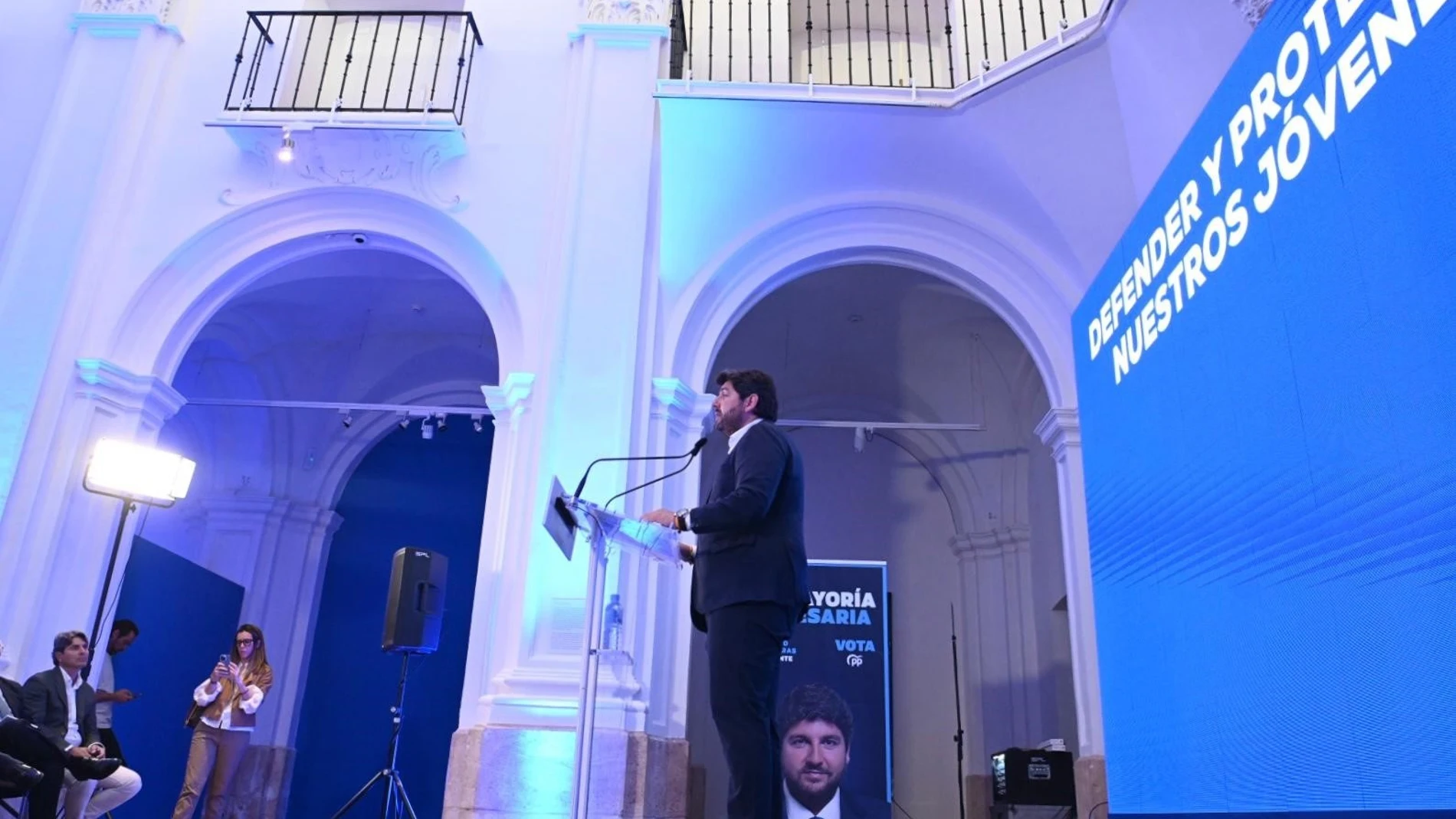 El candidato del PPRM a la presidencia de la Comunidad, Fernando López Miras, durante el acto de presentación del programa con el que su partido concurre a las elecciones autonómicas del próximo 28 de mayo
PPRM
19/05/2023