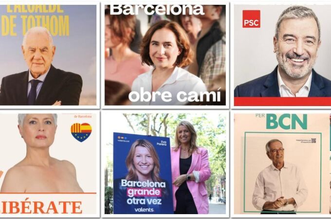 Carteles electorales de las elecciones municipales en Barcelona