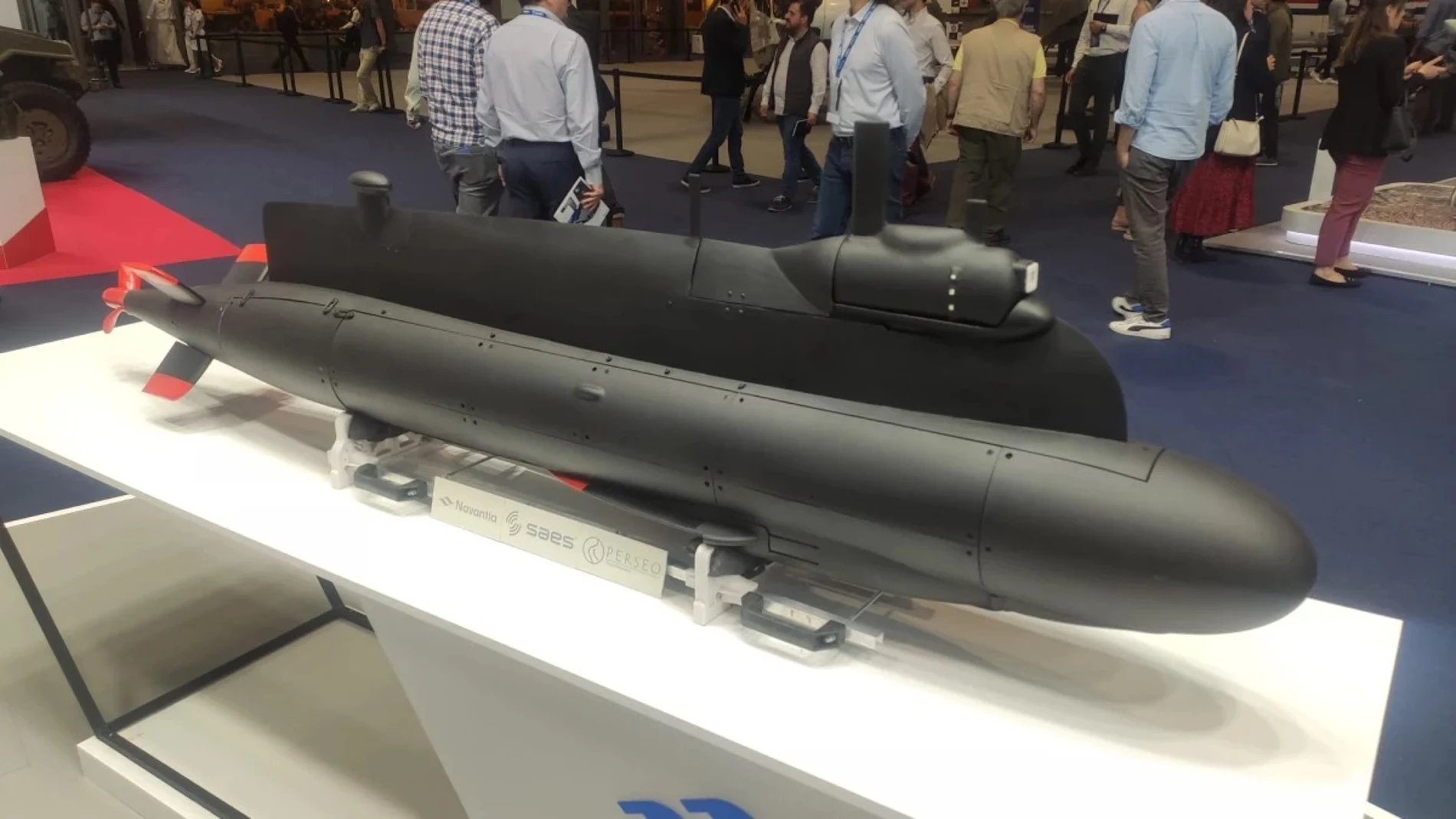 Maqueta del submarino no tripulado español en el que trabajan Navantia, SAES y Perseo