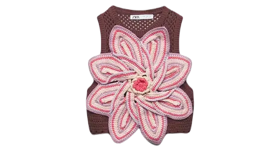 Top crop punto crochet flores