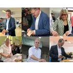 Mazón, Puig, Peris, Baldoví, Illueca y Flores, durante la votación