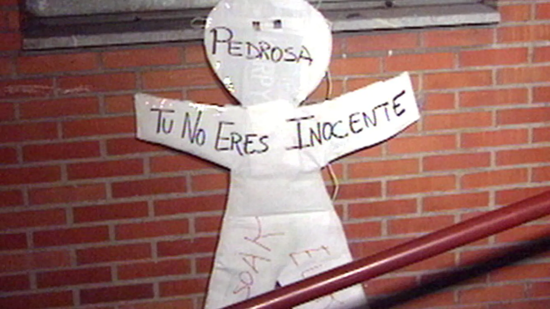 Cartel amenazando a Pedrosa en octubre de 1999 en Durango, ocho meses antes de su asesinato