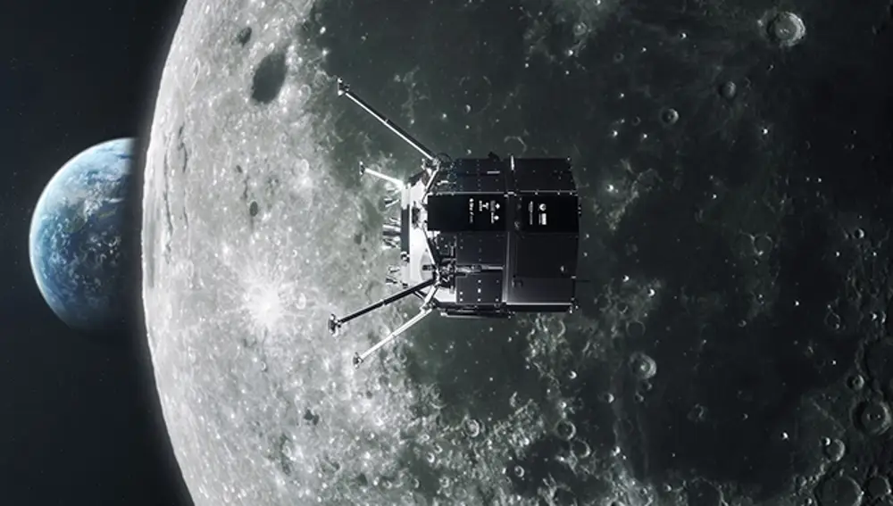 Recreación de Hakuto-R acercándose a la Luna.