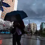Lluvia en el centro de Madrid 