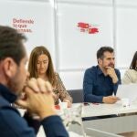 Tudanca preside el Consejo Territorial del PSOE junto a barcones y Ana Sánchez, ante la mirada de Óscar Puente