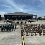 Ceremonia de clausura del destacamento aéreo español en la base aérea de Fetesti, en Rumanía
