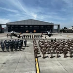 Ceremonia de clausura del destacamento aéreo español en la base aérea de Fetesti, en Rumanía