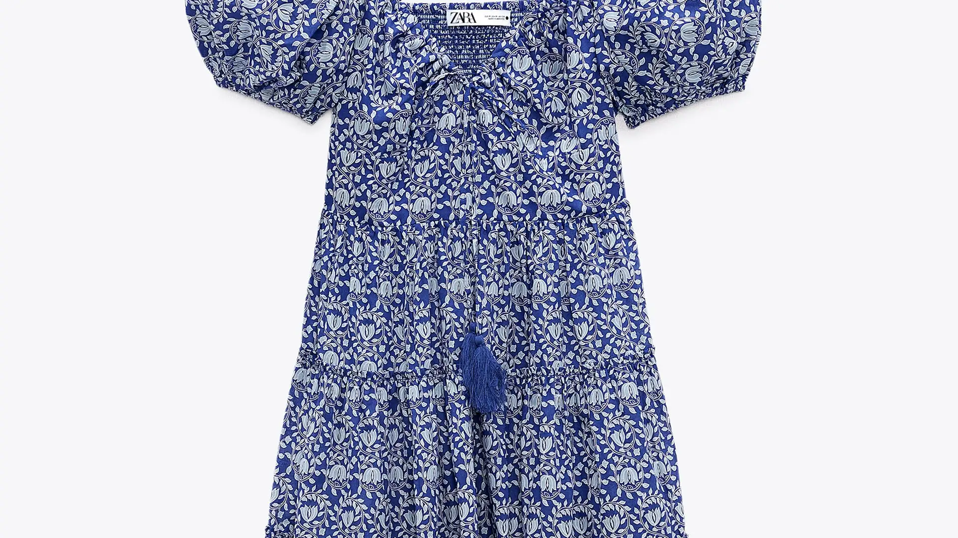 Vestido corto estampado mangas farol