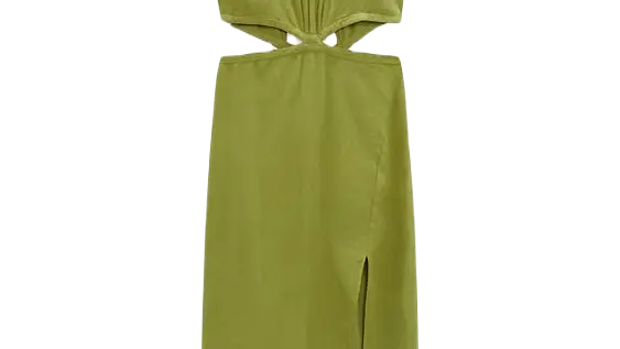Vestido midi cut out con lino
