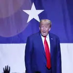 Former US President and Republican presidential candidate Donald Trump speaks at the Georgia GOP State Convention