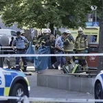 La Policía de Estocolmo, en el lugar del tiroteo