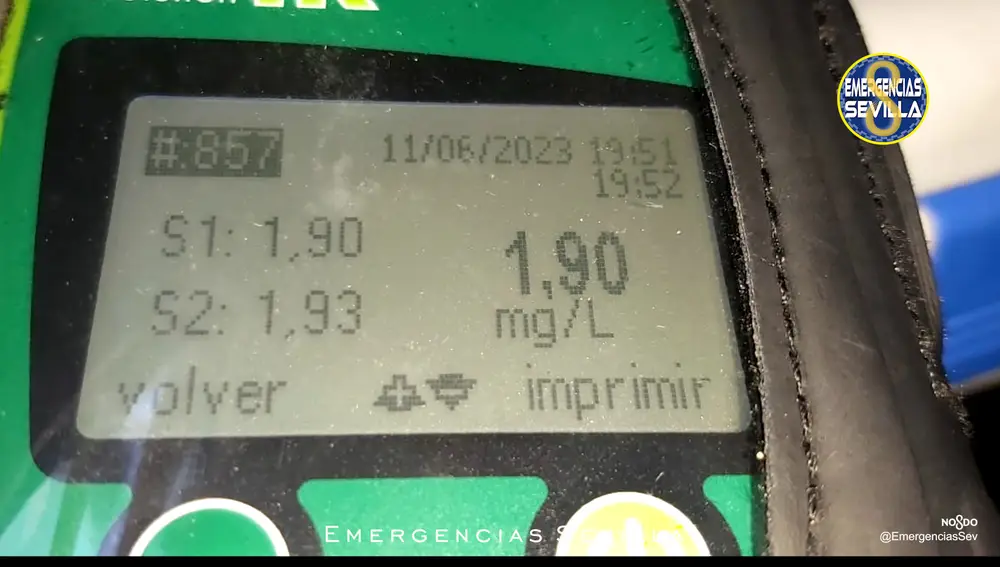 El alcoholímetro marcaba 1,90