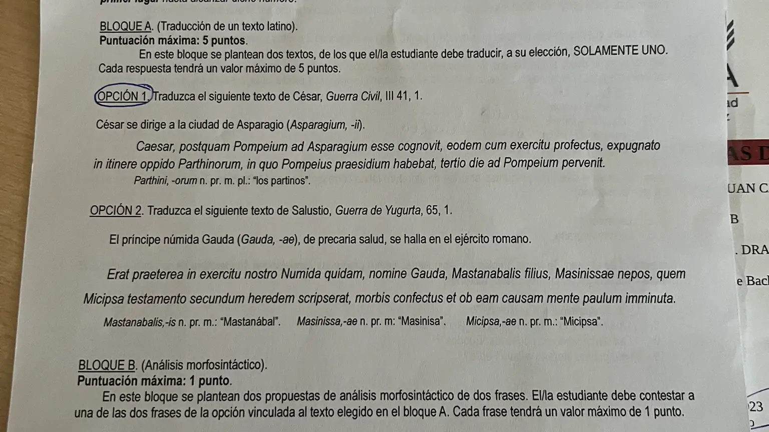 El examen de Latín